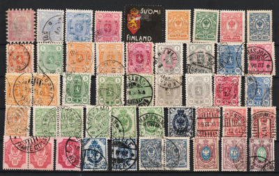 1860-1911 väliltä 47 kpl Suomalaista merkkiä, 25 erilaista!