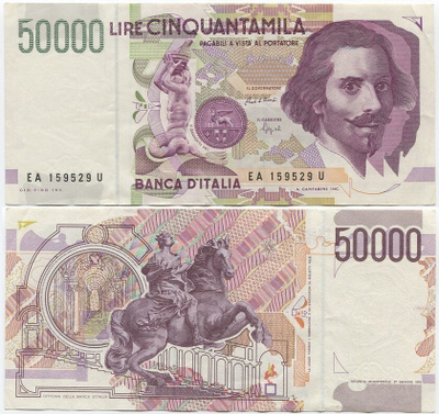 Italia Italy 50000 Lire 1992 (P-116a) AU-