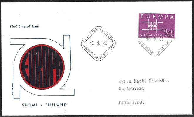 FDC 1963 Eurooppa-merkki  LaPe 575