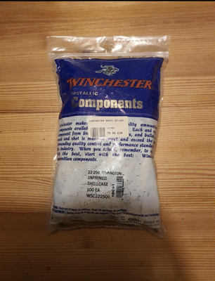 Winchester 22-250 rem hylsyt 100 kpl pussi