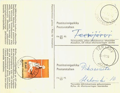 1970 invalidit jälkitaksoitus kortti TERJÄRV
