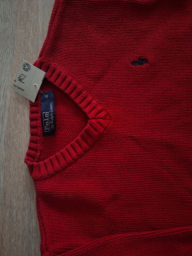 Punainen neulepusero, Polo by Ralph Lauren. Koko 4