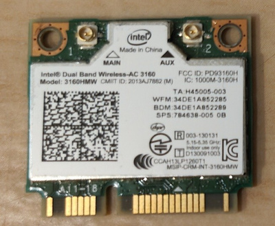 Intel Dual Band Wireless-AC 3160 (3160HMW)