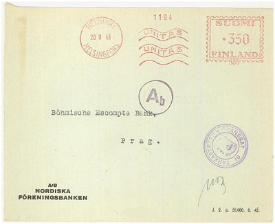 1943 UNITAS frankkeerausleimakuori Prahaan