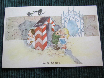 Ero on haikeaa ! Sotilaspostikortti