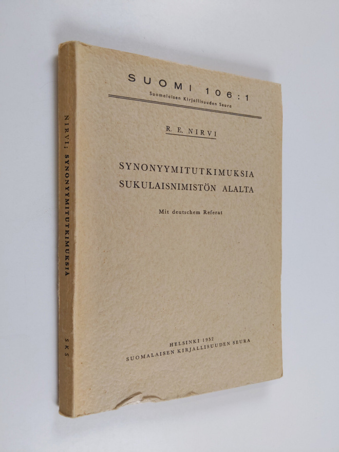R. E. Nirvi : Synonyymitutkimuksia sukulaisnimistön alalta