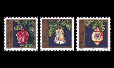 Liechtenstein 1159-61 ** Joulu joulukuusen koristeita (1997)
