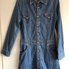 Farkku mekko/takki, Vintage, puuvillaa, koko S - pikkukuva 1