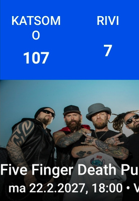 2 kpl Five finger death punch lippuja 22.2.27
