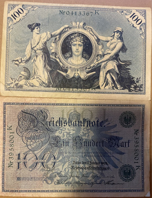 Germany 100 Mark 7.2.1908 P33 Vihreä leima