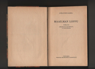 Karma, Johannes: Maailman loppu, WSOY 1921, sid., K3