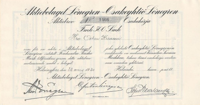 OKK 1920 Lönegren Oy, Helsinki osakekirja