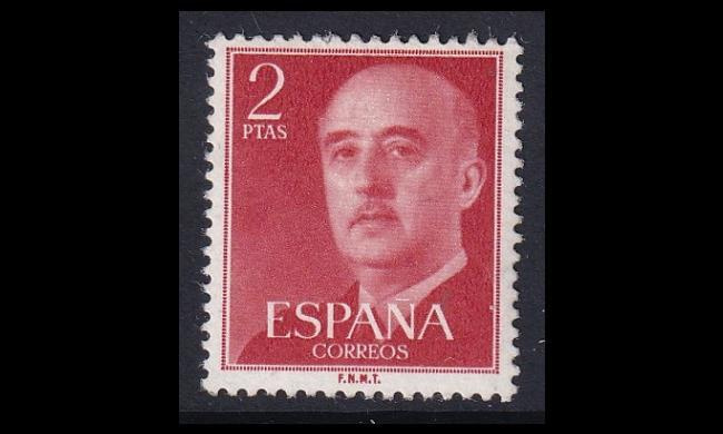 Espanja 1051a ** Generalissimo Franco 2 Pta pun.oranssi (195