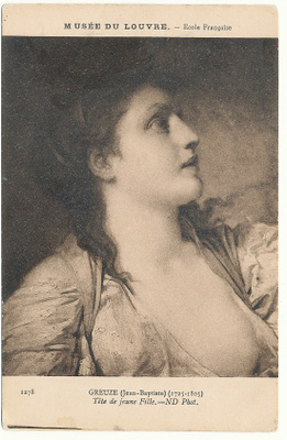 GREUZE -Nuori nainen - vanha kortti