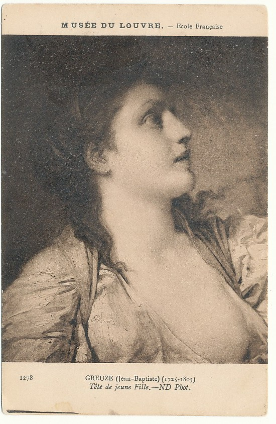 GREUZE -Nuori nainen - vanha kortti