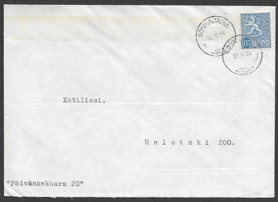 Postilähetys - Yl.m. 0,35 (LAPE 613) Sonkajärvi 30.10.64