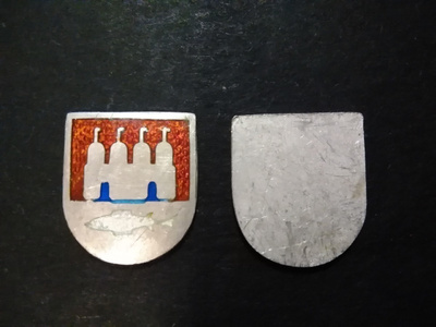Oulu vaakuna hopea emali 12 x10 mm