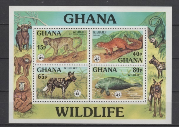 (SS027) GHANA 1977 (WWF. Wildlife). SS. MNH**