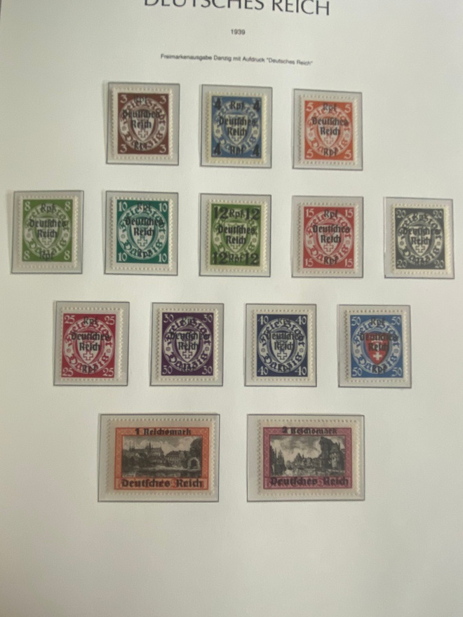 SAKSA REICH 1939 DANZIGIN LISÄPAINAMA YLEISMERKKI SARJA**