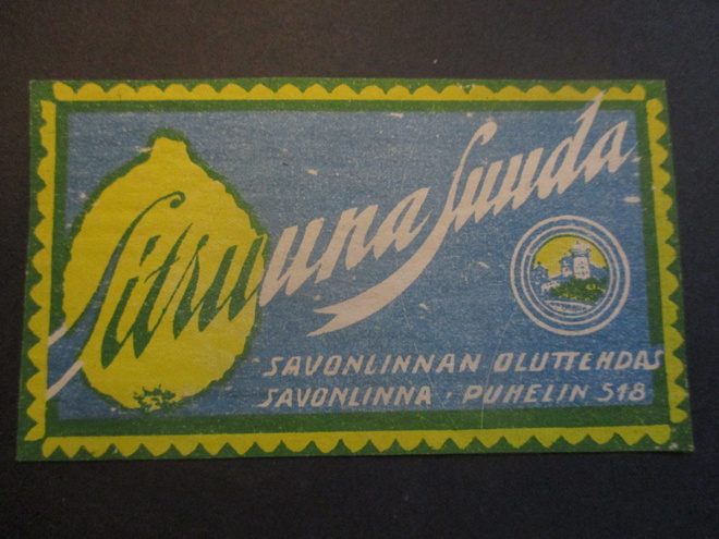 VANHA JUOMAETIKETTI - SIRUUNA SUUDA SAVONLINNA (AB17)