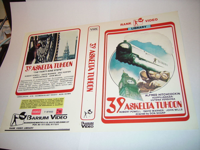 Vhs kansipaperi Fix - 39 ASKELTA TUHOON  (Sis.postikulut)