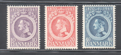 Tanska 1945 Kuningas sarja liimakkeellisena.