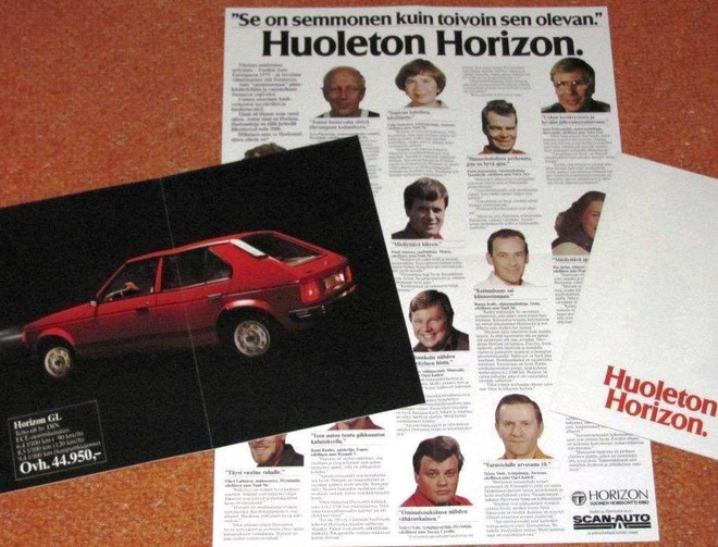 1982 Talbot Horizon esite - KUIN UUSI - suomalainen