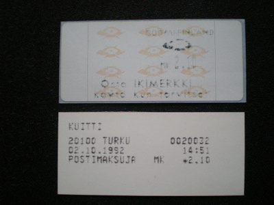 ATM12M4L0 - Osta IKIMERKKI 2,10 mk + KUITTI - LaPe 8 €