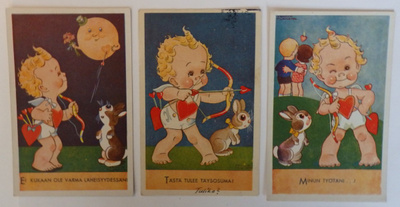 3 kpl Postikortteja, piirt. Arnold Tilgmann