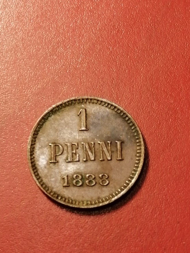 *Suomi *  1 penniä  *1888 *   Copper/Kupari *1+