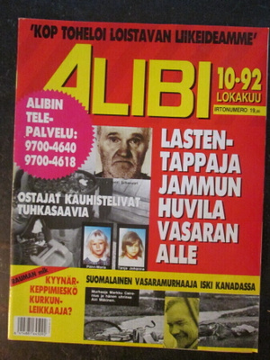 ALIBI LEHTI 10 / 1992 KATSO SISÄLTÖ KUVISTA 2 JA 3