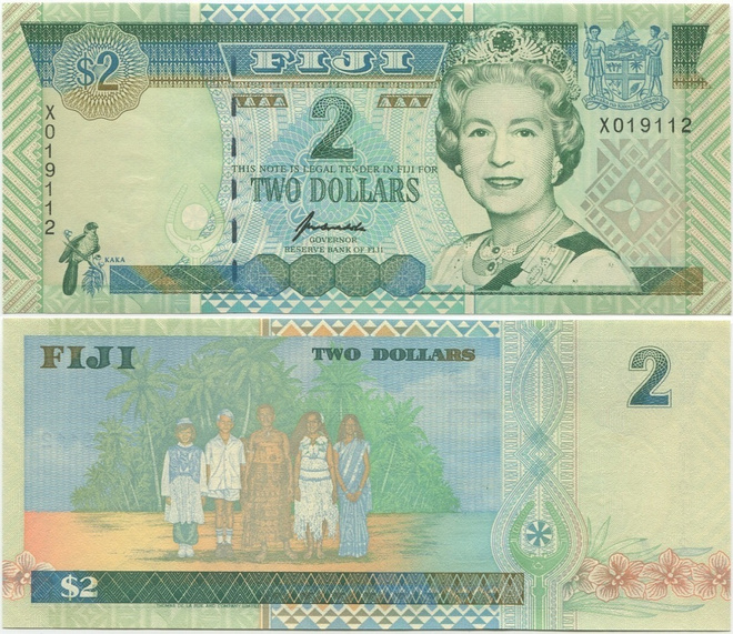 Fiji Fidzi 2 Dollars 1996 (P-96a) UNC QEII