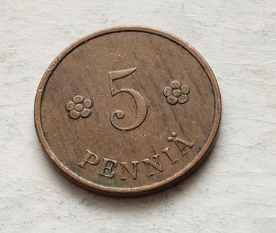 5 penniä v. 1927, circ