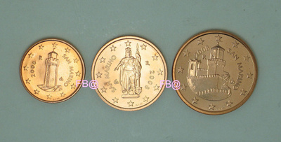 2008 SAN MARINO 1c + 2c + 5c