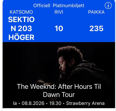 The Weeknd Tukholma lippu