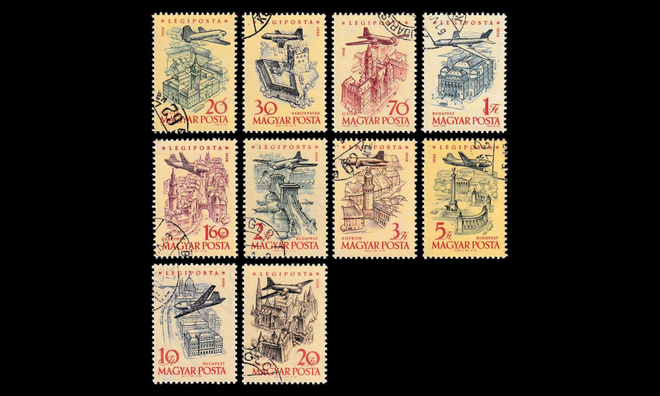 Unkari 1561-70 o Lentoposti lentokoneita maamerkkien yllä (
