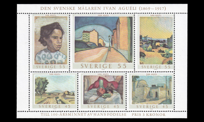 Ruotsi 638-43BL1 ** Taidemaalari Ivan Aguéli (1969)