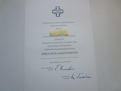 Prikaati  K  ristin Myöntökirja v.1955
