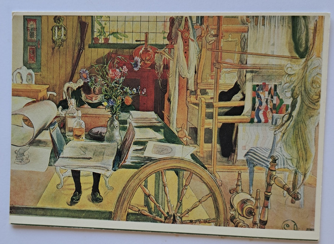 Carl Larsson; kuva tuvasta, kulkenut käsipostissa