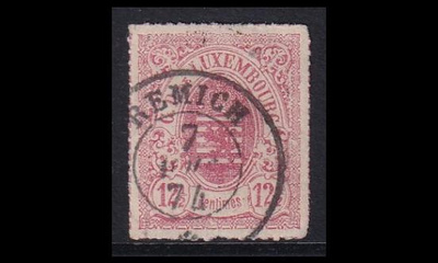 Luxemburg 18 o Vaakuna 12½ C Remich 7.x.74 kaunis (1865)