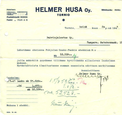 TORNIO HELMAR HUSA OY LASKU
