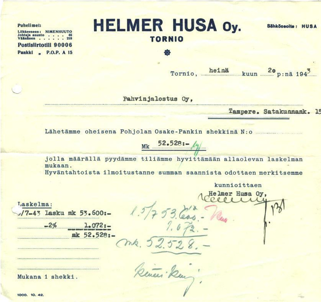 TORNIO HELMAR HUSA OY LASKU