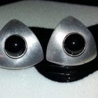 Vintage hopeaa korvakorut musta kivi Sterling - pikkukuva 4