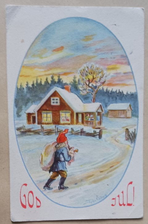 Tycho Ödberg: Joulupukki vie lahjoja,odottavatkin jo p. 1927