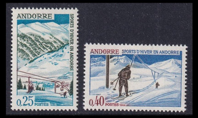 Andorra Fr 195-6 ** Talviurheilu (1966)