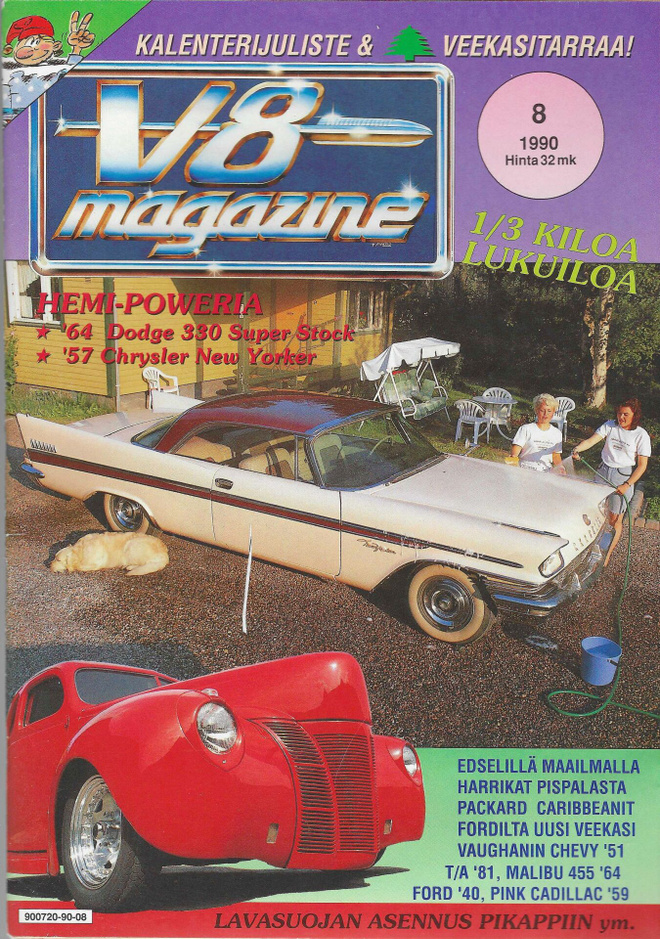 8/1990 V8 MAGAZINE SIS. JULISTEEN KESKIAUKEALLA HYVÄ KOKONAI