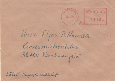 Postileima,  HAAPAJÄRVI, punainen frankkeeraus