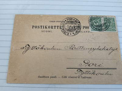 Suomen Opiskelevan Nuorison Raittiusliitto postikortti 1912