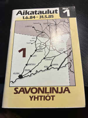 Aikataulut savonlinja yhtiöt 1984-1985