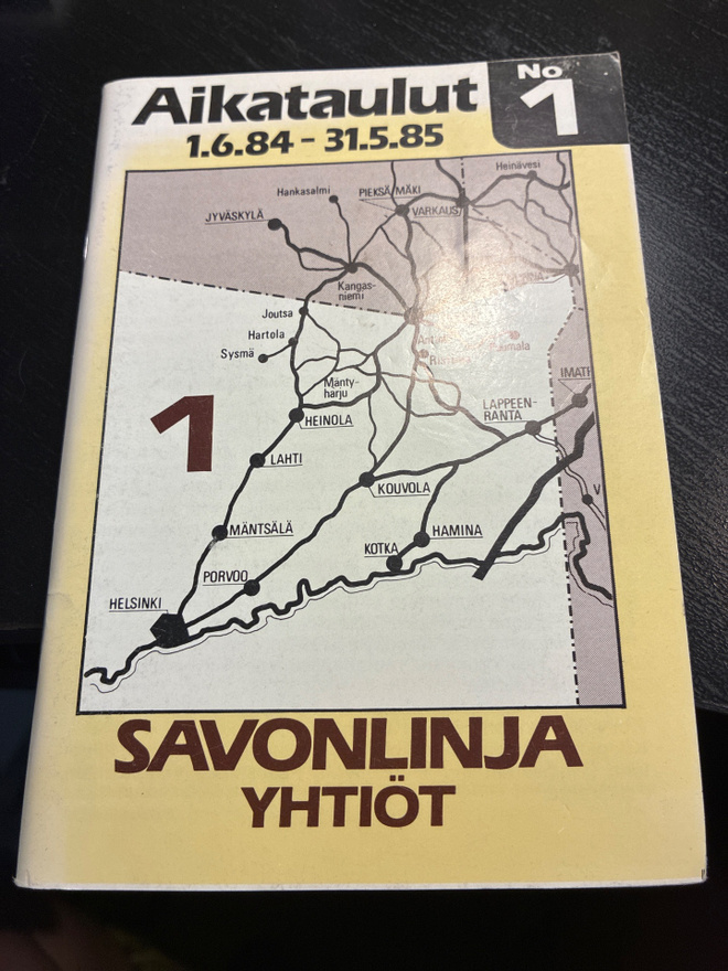 Aikataulut savonlinja yhtiöt 1984-1985